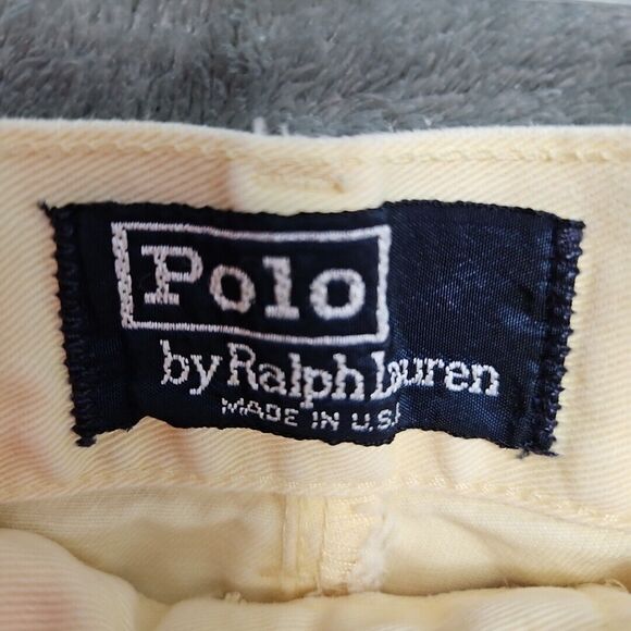 Polo Ralph Lauren Vintage Chino Shorts Mens 38 Yellow Pleated Cotton USA - Picture 3 of 11